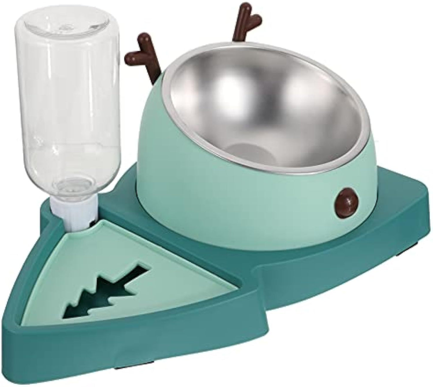 Festlicher Automatischer Napf für kleine Hunde – Edelstahl & ABS, Grün, 355 ml