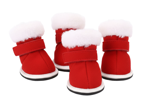 Exit Noël : Chaussures rouges pour chien – antidérapantes, chaudes & douces | Protection pour petits chiens