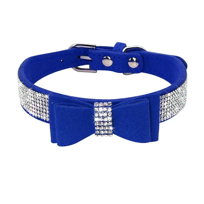 Hundehalsband klein mit Schleife – Wildleder-Optik, elegant & verspielt