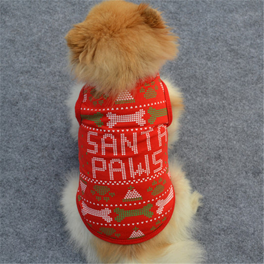 Festliches Hundeshirt „Santa Paws“ – rotes Weihnachts-Shirt einfach perfekt für festliche Fotos
