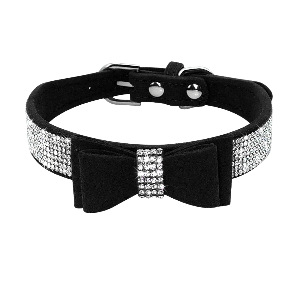 Hundehalsband klein mit Schleife – Wildleder-Optik, elegant & verspielt