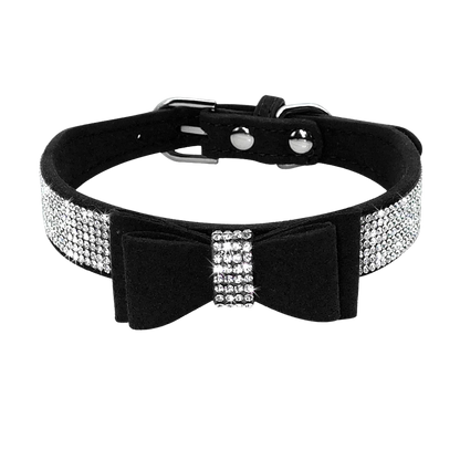 Hundehalsband klein mit Schleife – Wildleder-Optik, elegant & verspielt