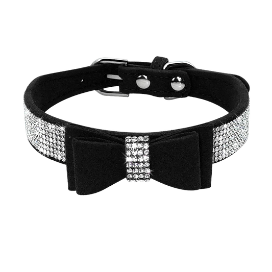 Collier pour petit chien avec nœud papillon – aspect daim, élégant et ludique 