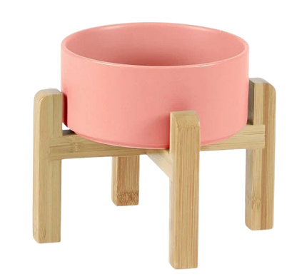 Verstellbarer Keramiknapf mit Holzständer – stilvoll, funktional & zeitlos