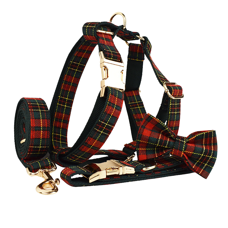 💎 Festive Charm: Stilvolles Hundegeschirr-Set mit Leine, Fliege & Tasche