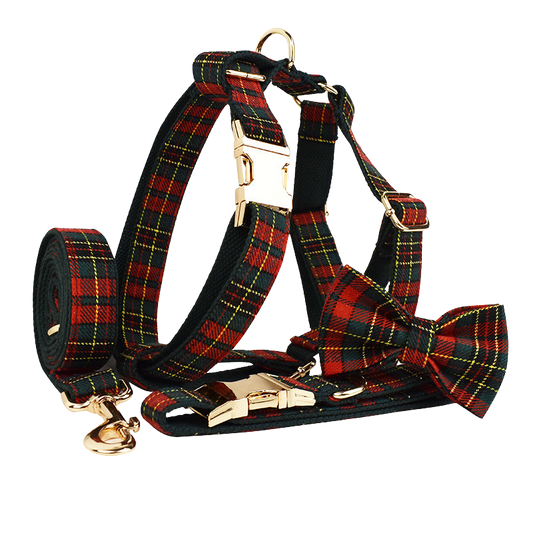💎 Festive Charm: Stilvolles Hundegeschirr-Set mit Leine, Fliege & Tasche