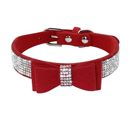 Hundehalsband klein mit Schleife – Wildleder-Optik, elegant & verspielt
