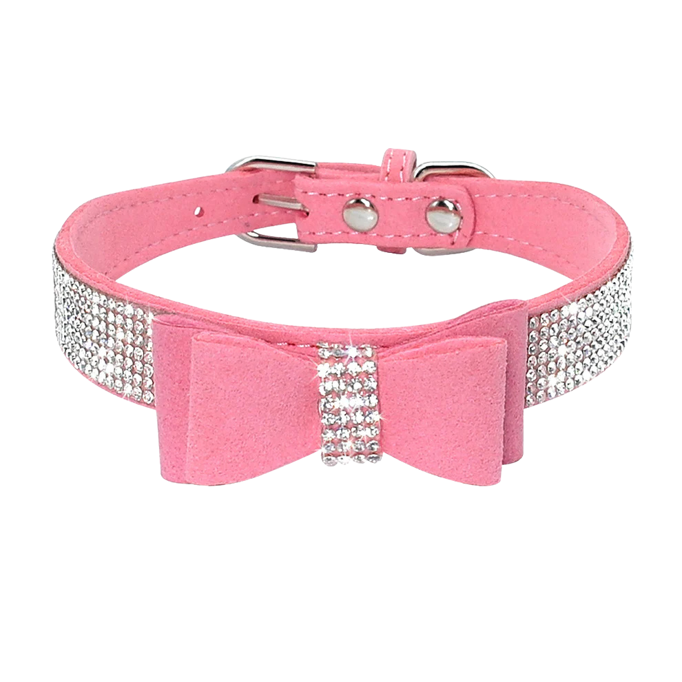 Hundehalsband klein mit Schleife – Wildleder-Optik, elegant & verspielt
