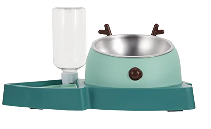 3-in-1 Weihnachtsnapf für kleine Hunde – Wasserspender & Doppelnapf aus Edelstahl, Grün, 355 ml 🎄