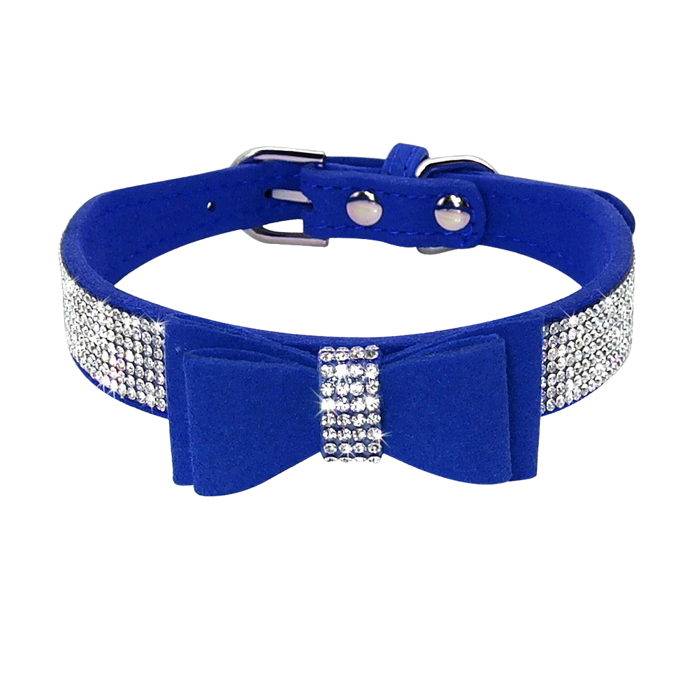 Hundehalsband klein mit Schleife – Wildleder-Optik, elegant & verspielt