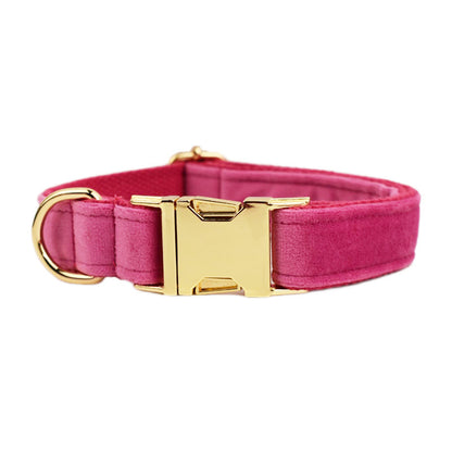 Tartan Chic oder Pink Velvet: Premium Accessoire-Set für kleine Hunde | Halsband, Leine, Schleife, Hygienebeutel-Case