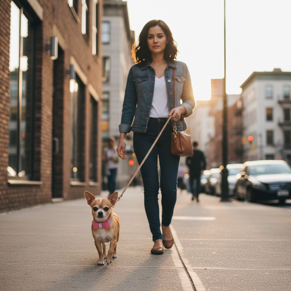 Hundehalsband klein mit Schleife – Wildleder-Optik, elegant & verspielt