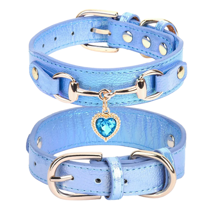 Minibell Herz-Hundehalsband – Glitzerndes Strass-Halsband aus Kunstleder