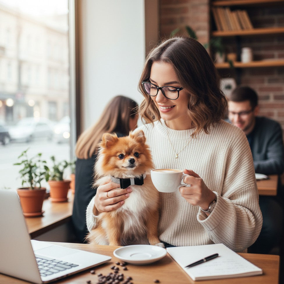 Hundehalsband klein mit Schleife – Wildleder-Optik, elegant & verspielt