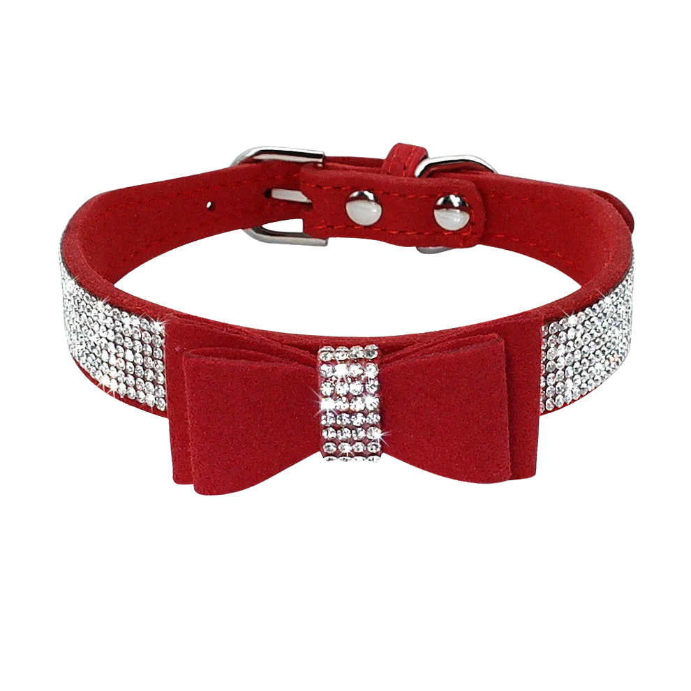 Hundehalsband klein mit Schleife – Wildleder-Optik, elegant & verspielt