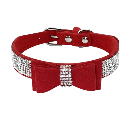 Hundehalsband klein mit Schleife – Wildleder-Optik, elegant & verspielt