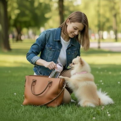 Portable Wasserflasche & Futterspender für kleine Hunde – Auslaufsicher, handlich, BPA-frei 🐾